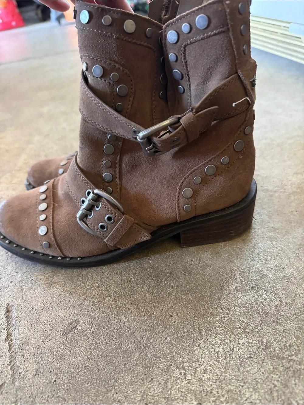 Sam Edelman Brown Suede Studded Buckle Ankle Boots